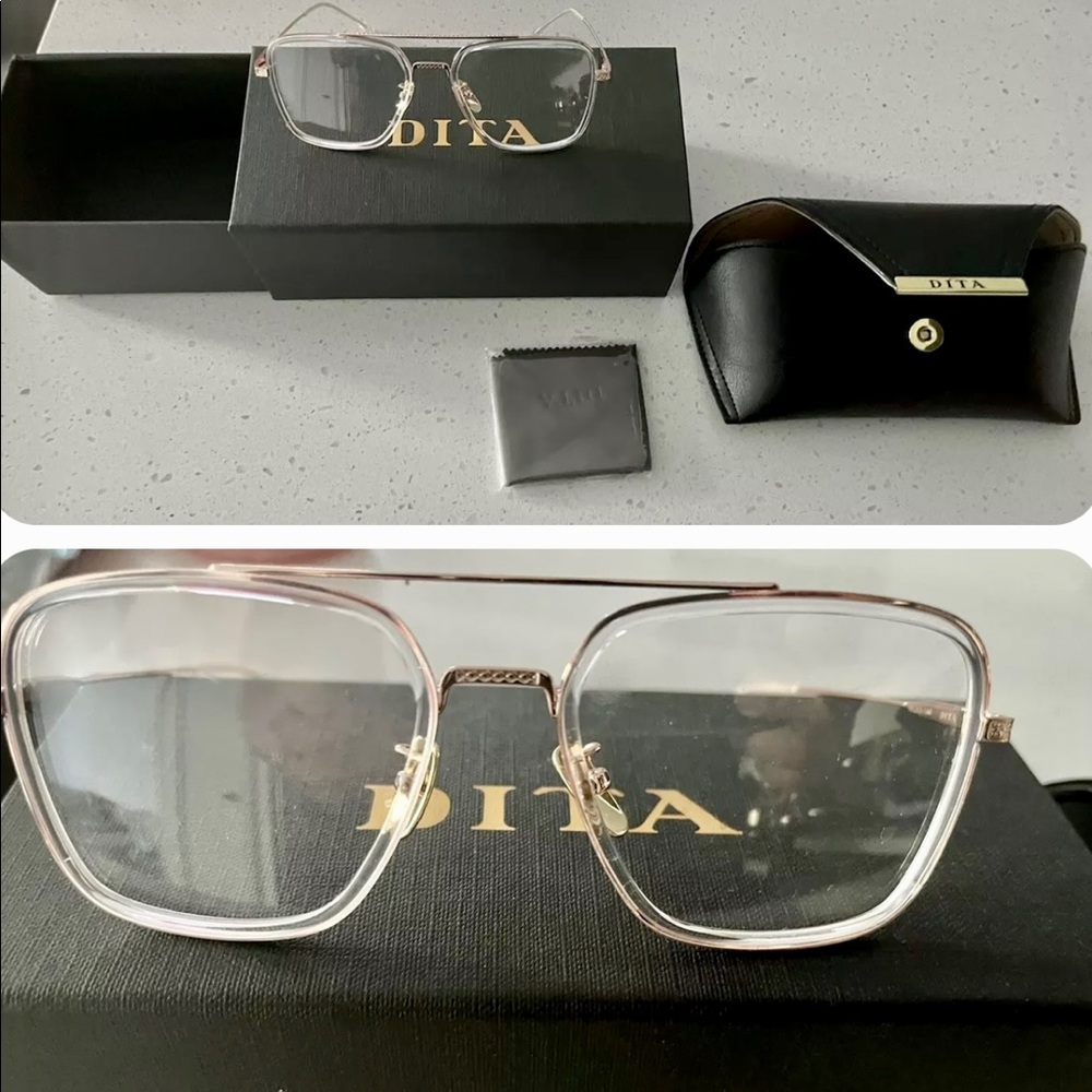 DITA FLIGHT SEVEN Reading Glasses Rose Gold Frame Gray Lens DTS111-57-02 57mm